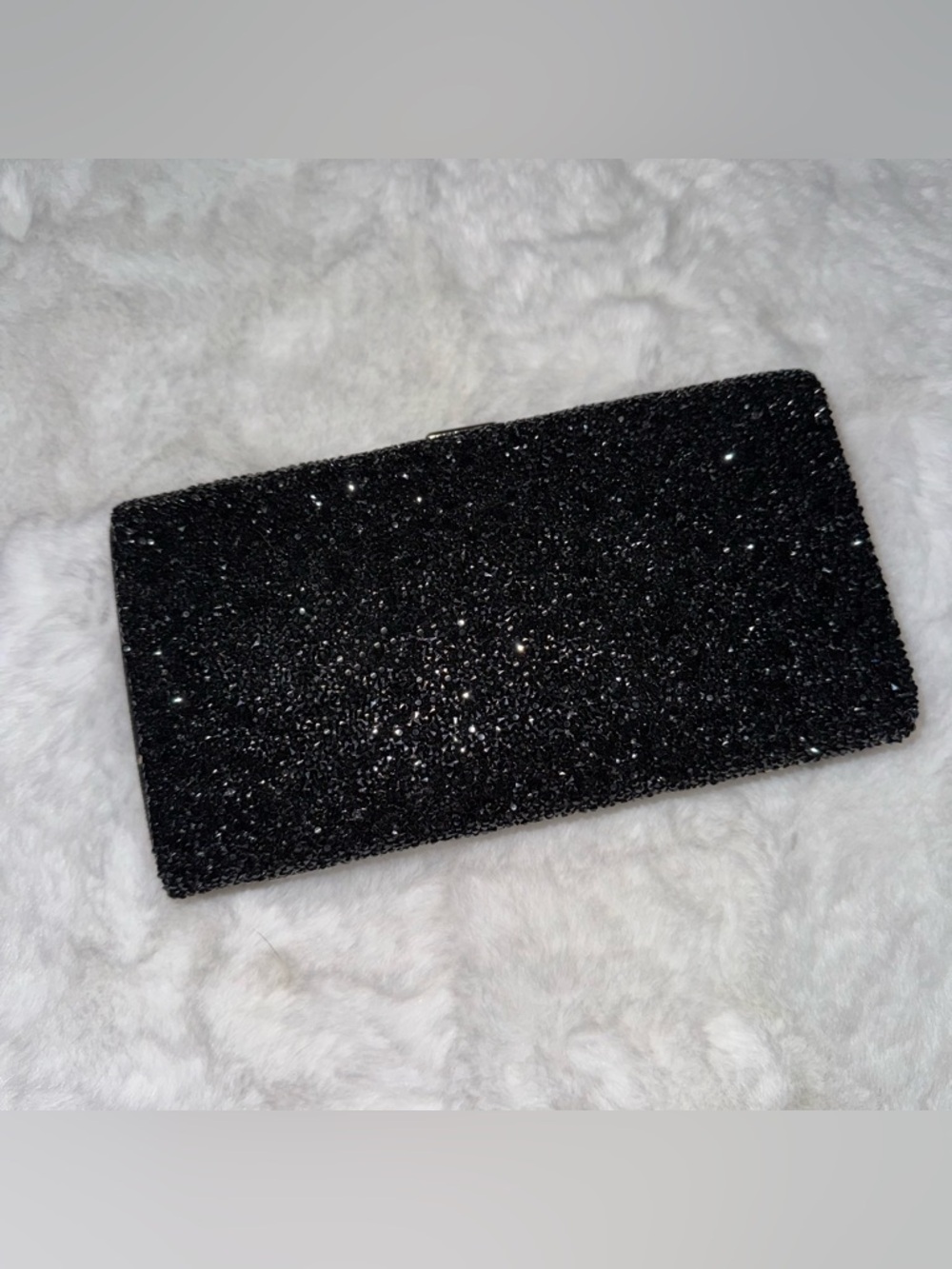 black sparkly clutch purse